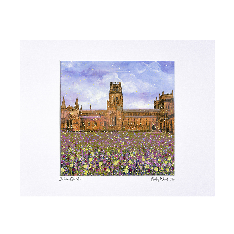Durham Cathedral with Flowers Limited Edition Print with Mount